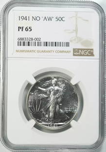 1941 PROOF WALKING LIBERTY HALF DOLLAR 50C NGC: Certification: NGC Composition: Silver Grade: PF 65 Year: 1941 Circulated/Uncirculated: Uncirculated Strike Type: Proof Mint Location: PHILADELPHIA Km Number: Unknown Certification Number: