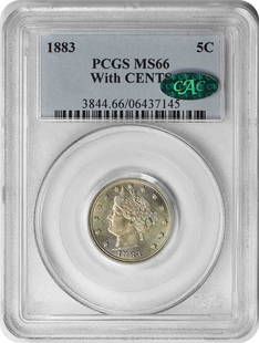 1883 Liberty Nickel With Cents MS66 PCGS (CAC): Certification: PCGS Circulated/Uncirculated: Uncirculated Km Number: 112 Year: 1883 Grade: MS66 Mint Location: No Mint Mark Composition: Nickel Denomination: 5C Coin: Liberty At SEUYCO, we strive