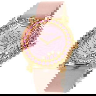 Chopard Happy Sports La Vie En Rose Pink Sapphire: Style: Watches Material: K18 Pink Gold Display: Analog display Movement: Quartz Type: Wristwatch Exterior Color: Gold At SEUYCO, we strive to provide detailed and accurate descriptions of all
