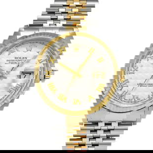 ROLEX Datejust 16233 Ivory Case Size 3636mm: Type: Wristwatch Band Size: 19cm Case Size: 36x36mm Movement: Automatic Band Material: Stainless Case Material: Sapphire Crystal Color: Ivory At SEUYCO, we strive to provide detailed and accurate
