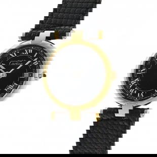 Cartier Must Vendome SM vermeil: Dial Color: Black Case Size: 2.4cm (excluding crown) Case Thickness: 0.5cm Material: Silver 925/GP (925 stamped on the back cover) Band Color: Black (leather/slightly used) Maximum Band Width (Cm):