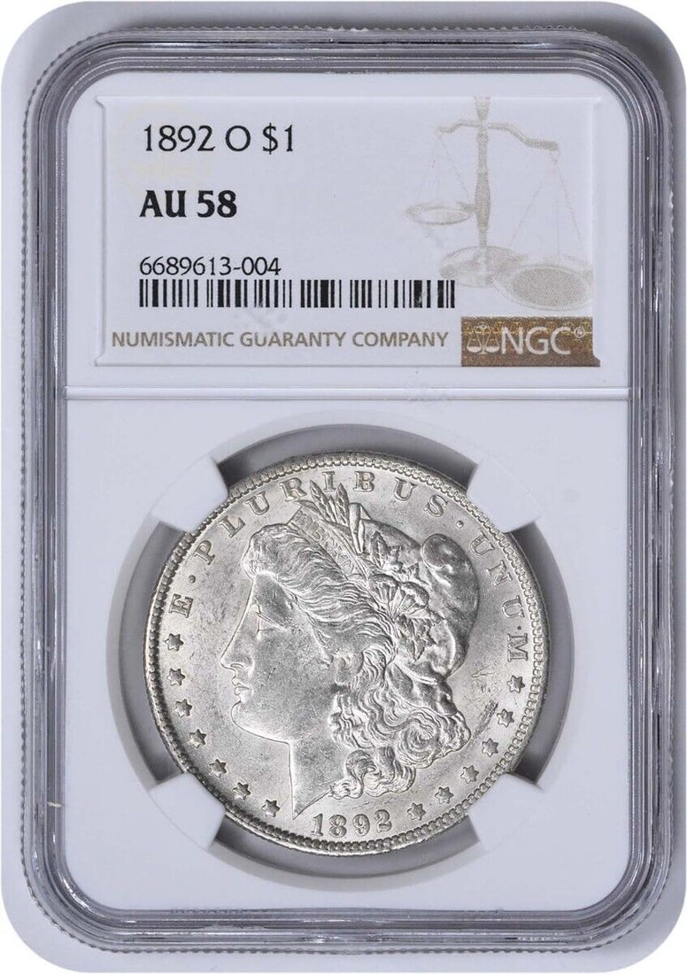1892-O Morgan Silver Dollar AU58 NGC (1 of 1)