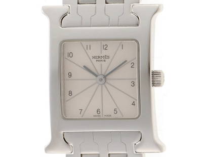 HERMES H watch HH1.210 Ivory Dial Quartz #561: Material: SS Size: W24.5xH30.0(mm) excluding crown/ Bracelet: Maximum 16.0(cm) Type: Wrist watch ---- At SEUYCO, we strive to provide detailed and accurate descriptions of all items listed for