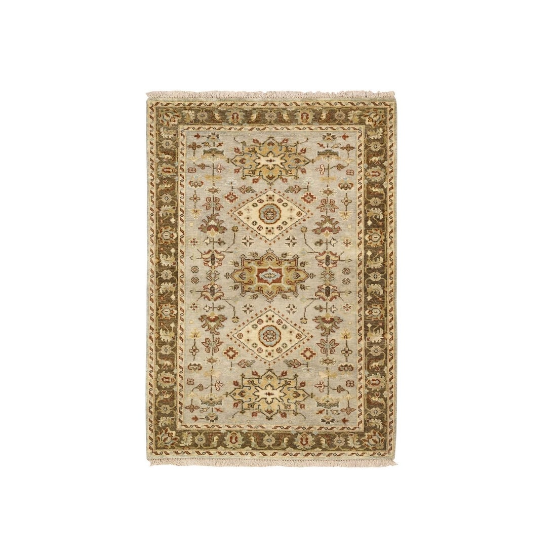 3'2"x5' Light Gray Karajeh Design Hand Knotted: Type: Indoor Material: Wool Color: Grey Item Length: 60 Item Width: 38 Style: Oriental Rug Type: Hand Knotted Pile: Wool Shape: Rectangular Field Color: Grey Size: 3"2" x 5"0" / 97 CM X 152 CM Age: 20