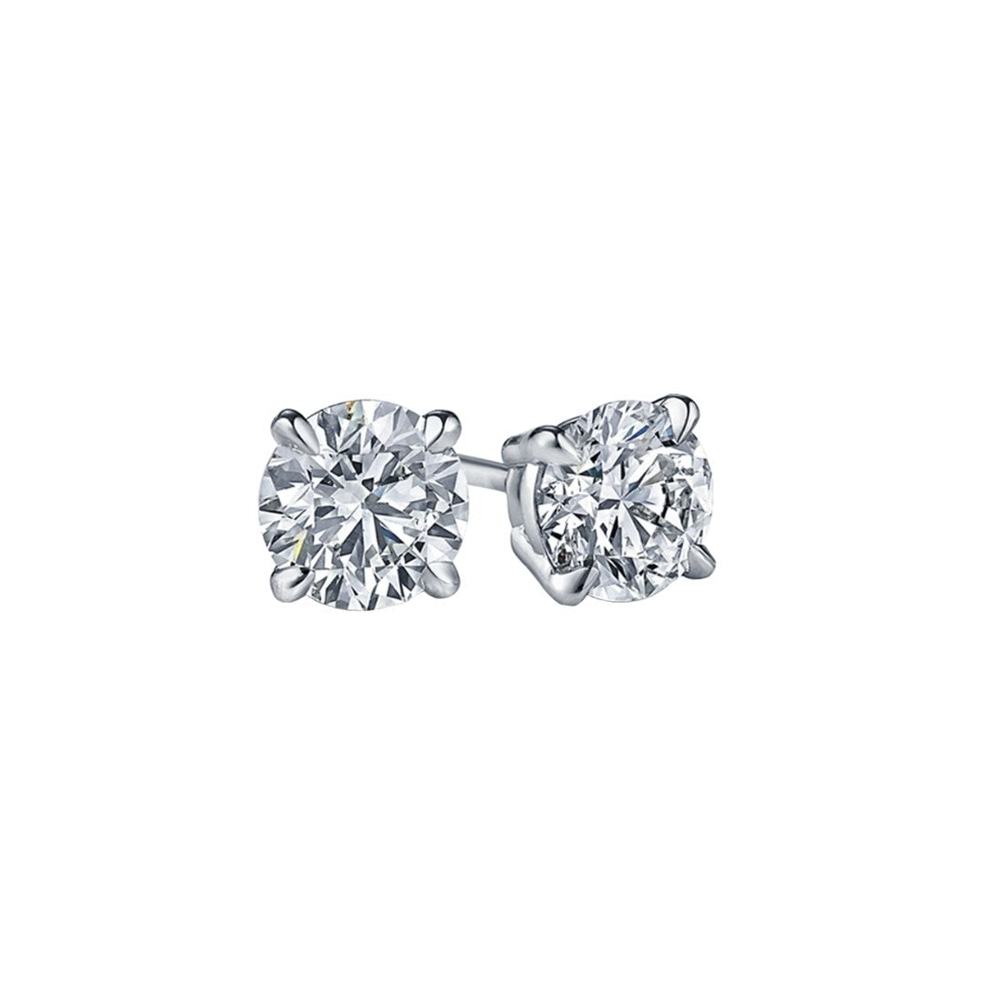 2 cttw 4-Prong Basket Setting Lab Grown Stud: 2 cttw 4-Prong Basket Setting Diamond Stud Earrings in 14K White Gold Both earrings include push-backs for comfortable wear. Cut: Excellent to Very Good Color: D-F Clarity: VVS-VS Certificate Included