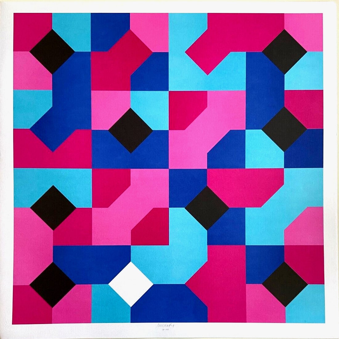 Bruno Munari Lithograph Signed A Hand Numbered: Bruno Munari "Peano Curves" Lithography 70 x 70 cm Print run of 100+ xxx numbered copies Publisher's dry stamp authenticity certificate in accordance with the publisher's law ---- At SEUYCO, we strive