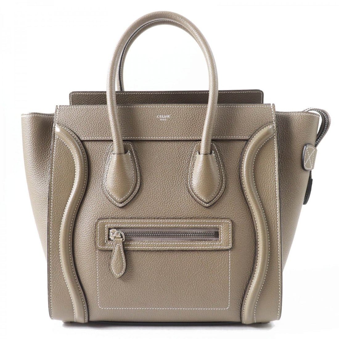 Celine Handbag 18979 Drummed Calfskin Suri: Brand: CELINE Item: Handbag Model: Luggage micro shopper Gender: Women Color: Suri Material: Main: Drummed calfskin Accessories: Dust bag tag booklet Size: cm (approx.): W26.5 x H27 x D12 Handle: 45 i
