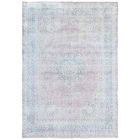 8'5"x11'9" Pink Vintage Farsian Karman Worn Wool (1 of 12)