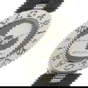BVLGARI B.ZERO1 watch double heart quartz back: Movement: Quartz Battery Case Size: 22mm Band Size: 15cm Band Width: 13mm Case Material: SS Band Material: LEATHER Windshield: Glass Bezel Color: Silver Dial Color: Silver x black Type: Wrist watch 