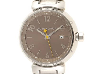 LOUIS VUITTON Q11121 Tambour Quartz #503: Material: SS Size: 39mm Type: Wrist watch ---- At SEUYCO, we strive to provide detailed and accurate descriptions of all items listed for auction. The condition of each item is carefully evaluated