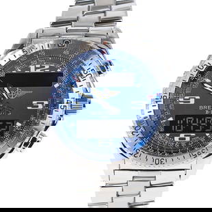 BREITLING Professional B-1 Digital Analyzer: Case Material: NA Movement: NA Type: Wristwatch Band Size: 20.0cm Case Size: 43.0mm Band Material: Stainless Steel (Ss) Color: Blue ---- At SEUYCO, we strive to provide detailed and accurate