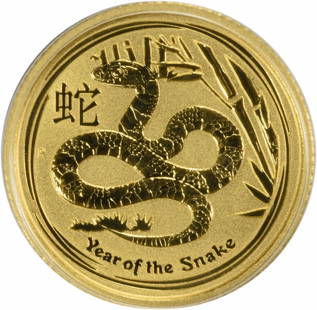 2013 Australia $15 Gold Snake 1/10 Nugget Choice: Certification: Uncertified Circulated/Uncirculated: Uncirculated Year: 2013 Grade: BU Composition: Gold ---- At SEUYCO, we strive to provide detailed and accurate descriptions of all items listed