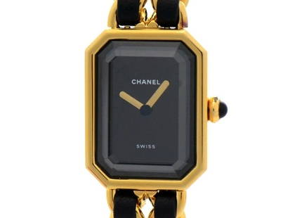 CHANEL Premire M H0001 GP/leather quartz #418: Material: GP/LEATHER Size: 20mm Bracelet: Up to 15.5cm Type: Wrist watch ---- At SEUYCO, we strive to provide detailed and accurate descriptions of all items listed for auction. The condition of