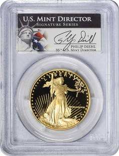 1988-W $50 American Gold Eagle PR69DCAM PCGS: Certification: PCGS Precious Metal Content Per Unit: 1 oz Coin: American Buffalo Year: 1988 Strike Type: Proof Grade: PR69 Fineness: 0.9999 Composition: 91.67% Gold 3% Silver 5.33% Copper Designer: