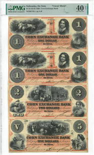 1860 $1 $1 $2 $5 DE SOTO NEBRASKA CORN EXCHANGE: Certification: Uncertified Series Year: 1860 Year: 1860 Circulated/Uncirculated: Circulated Country: United States Category: Obsolete Currency Certification Number: 2290030-002 Denomination: $1 $1 $2