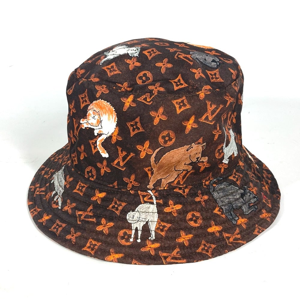 Louis Vuitton Hat Mp2262 Nylon Brown Monogram: Brand: LOUIS VUITTON Item: hat Model: Bucket hat Line: Monogram Catgram Cat Gender: Women Color: Brown Material: Nylon Accessories: None Size: cm (approx.): Head circumference: 58.5 inch (approx.): He