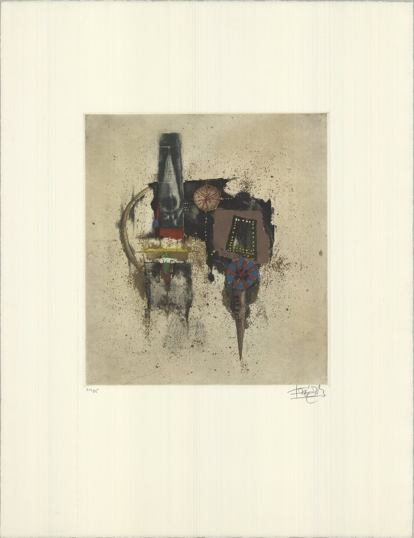 JOHNNY FRIEDLAENDER Untitled SIGNED 26" x 19.75": Artist: Johnny Friedlaender Title: Untitled Year: 1990 Signed: Yes Medium: Etching Paper Size: 26 x 19.75 inches ( 66 x 50 cm ) Image Size: 13.25 x 11.5 inches ( 34 x 29 cm ) Edition Size: 95 Framed: