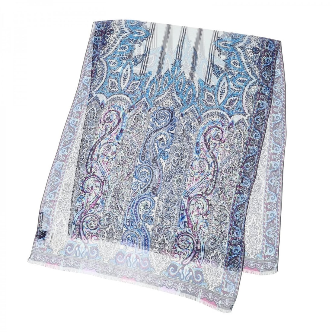 Etro Stall Silk Blue Gray: Brand: ETRO Item: Stall Gender: Women Color: Blue gray Material: silk Accessories: None Size: cm (approx.): W65 Total Length: 165cm inch (approx.): W25.6 Total Length: 65.0 Product Disclaimer: Items m