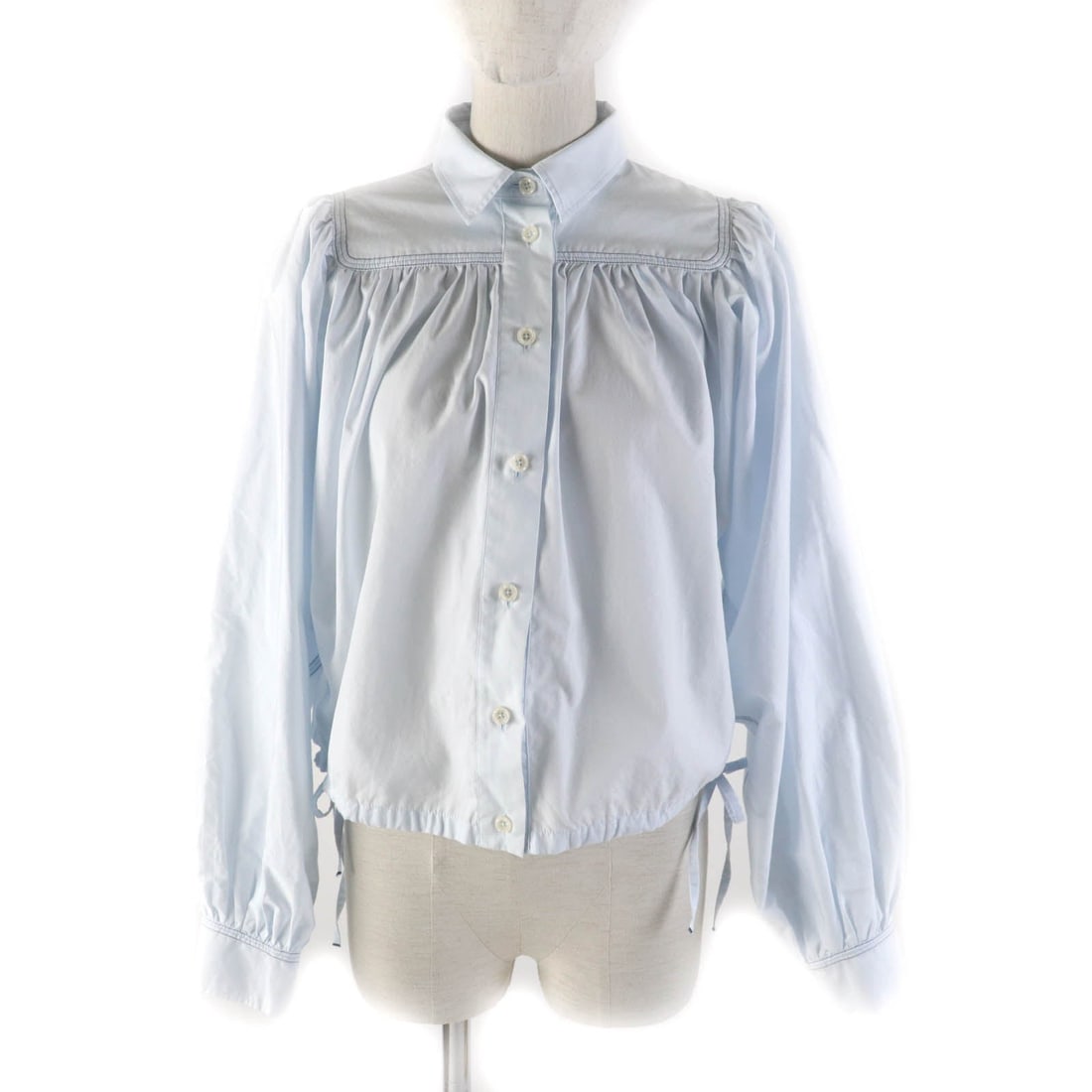 Marni Blouse Cama0456A1 Main: 100% Cotton Light: Brand: MARNI Item: blouse Model: MA GATHERS COTTON SHIRT MA Gender: Women Color: Light blue Material: Main: 100% cotton Accessories: None Notation Size: 36 Size: cm (approx.): Dress length: 50 Width: