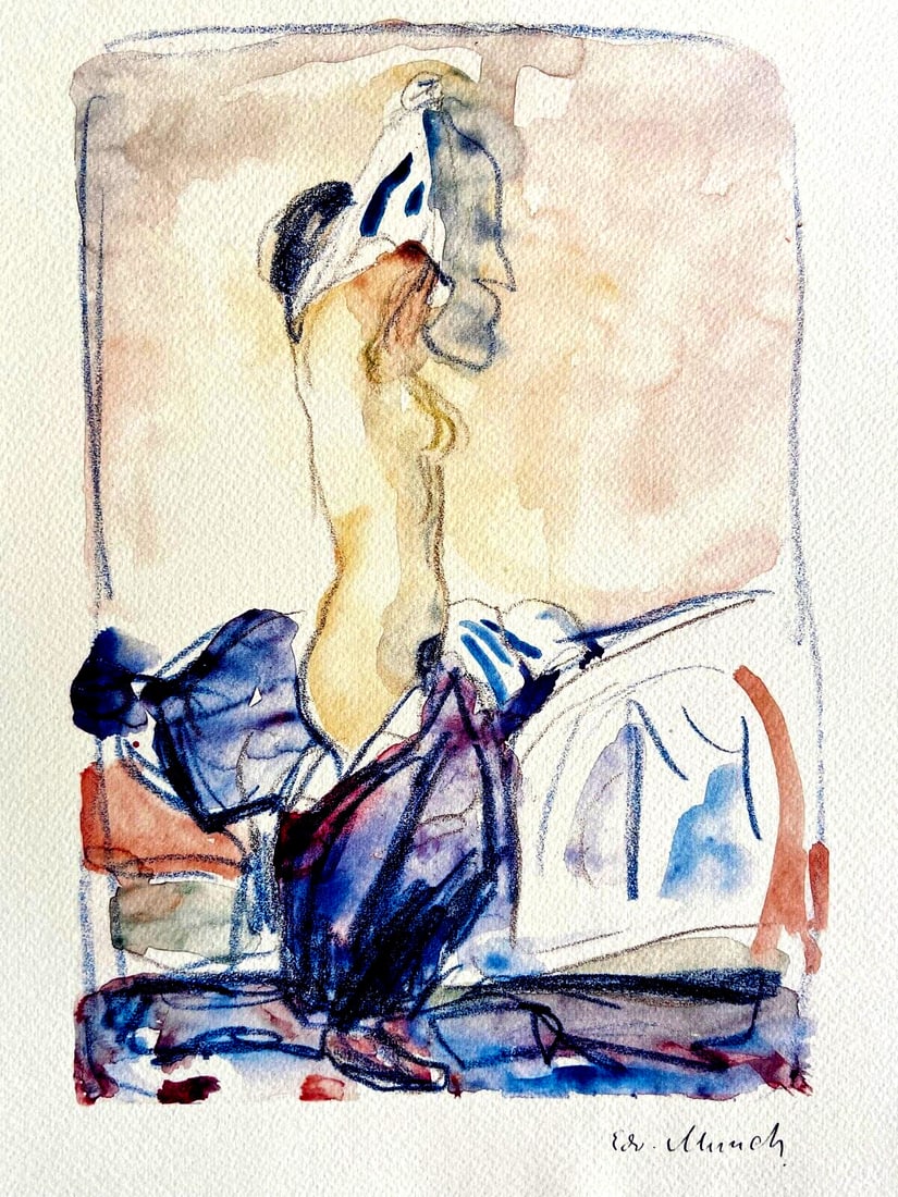 Edvard Munch Mum Lithograph COA Original Signed: Edvard Munch '' The model undresses '' It operates by an original Lithograph of the master of 1919-1924. Signature Edvard Munch on the slab. The graphic work measures 30 x 41 cm The edition is 250 eg.