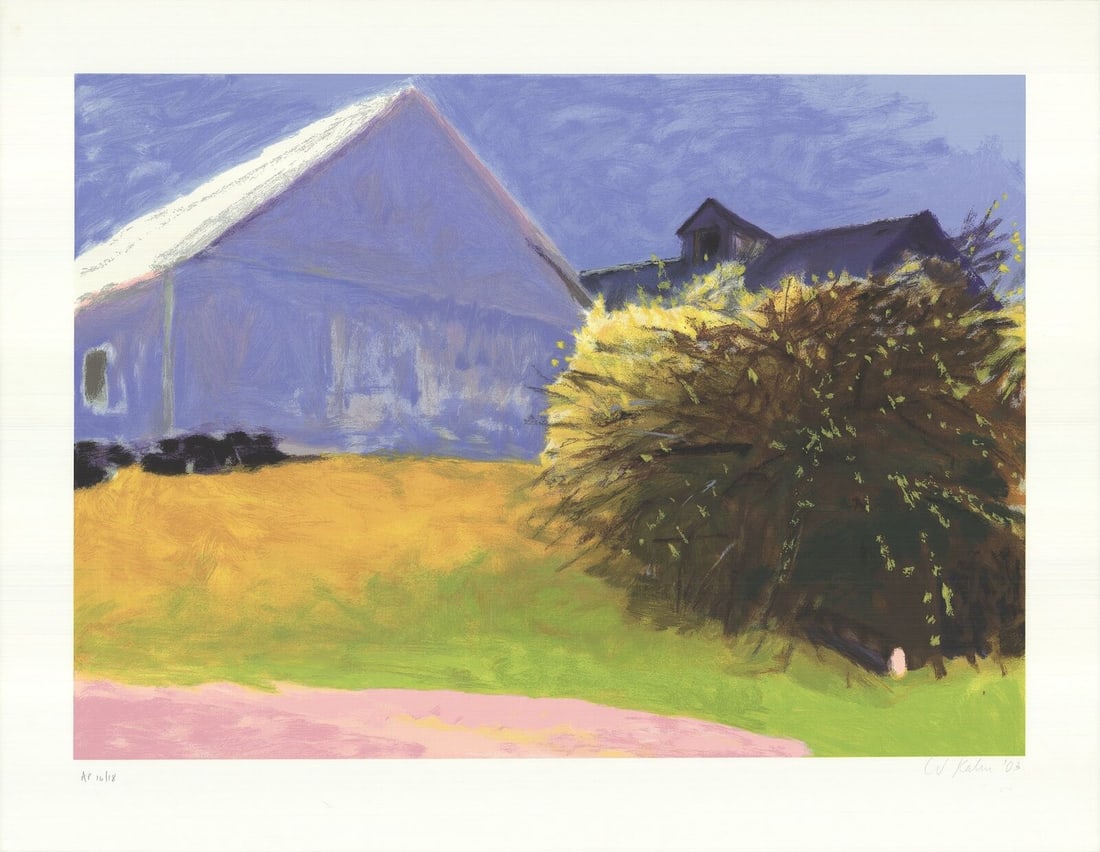 WOLF KAHN Barn and Forsythia III SIGNED 34.5" x: Artist: Wolf Kahn Title: Barn and Forsythia III Year: 2003 Signed: Yes Medium: Serigraph Paper Size: 34.5 x 44.5 inches ( 88 x 113 cm ) Image Size: 34.5 x 44.5 inches ( 88 x 113 cm ) Edition Size: 18