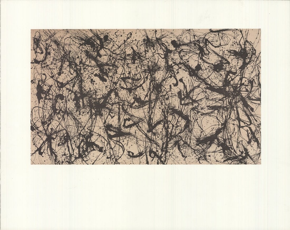 Jackson Pollock Number 32 15.75" X 19.75" Offset Lithograph 1990 Abstract: Artist: Jackson Pollock Title: Number 32 Year: 1990 Signed: No Medium: Offset Lithograph Paper Size: 15.75 x 19.75 inches ( 40 x 50 cm ) Image Size: 9.25 x 15.75 inches ( 23 x 40 cm ) Edition Size: Un