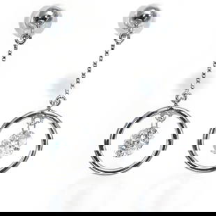 Diamond Drop Circle Chain Earrings 900 Platinum: Metal: Platinum Metal Purity: 900 Type: Earrings Main Stone: Diamond Style: Drop/ Dangle Product Disclaimer: Items may exhibit light wear, such as minor scratches or slight tarnishing appropriate to