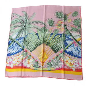 Hermes Scarf 100% Silk Rose Buvard/Jaune Soleil Aloha Rectangle Women Secondhand
