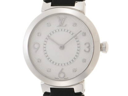 Louis Vuitton Tambour Slim Q12Mg1 Silver Quartz #486: Material: SS/LEATHER Size: 28mm (excluding crown) Bracelet: Maximum 16.5cm Type: Wrist watch Product Disclaimer: We are not an authorised dealer of any brand; aftermarket parts may be present unless