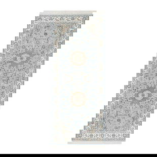 2'8"X6'6" Blue Nain Design 250 Kpsi Hand Knotted 100% Wool Runner Rug: Style: Nain Type: Indoor Material: Silk Color: Blue Item Length: 78 Item Width: 32 Rug Type: Hand Knotted Pile: Wool & Silk Shape: Runner Field Color: Blue Size: 2"8" x 6"6" / 81 CM X 198 CM Age: