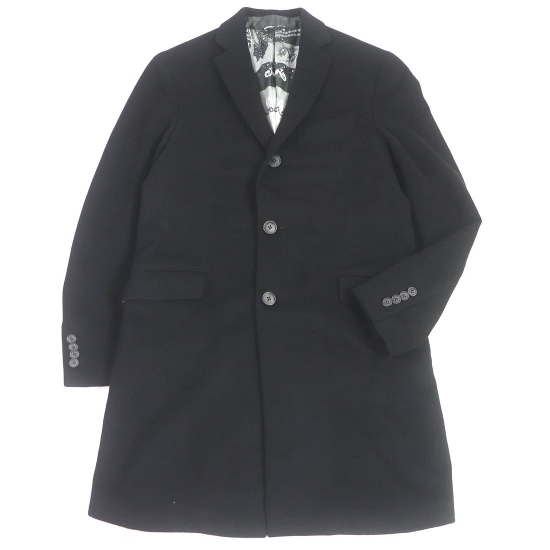 Etro Chester Coat Outer: Brand: ETRO Item: Chester coat Gender: mens Color: black Material: Outer: 100% cashmere Lining: 100% silk Sleeve lining: 60% acetate Sleeve lining: 40% rayon Accessories: None Notation Size: 48 Size: