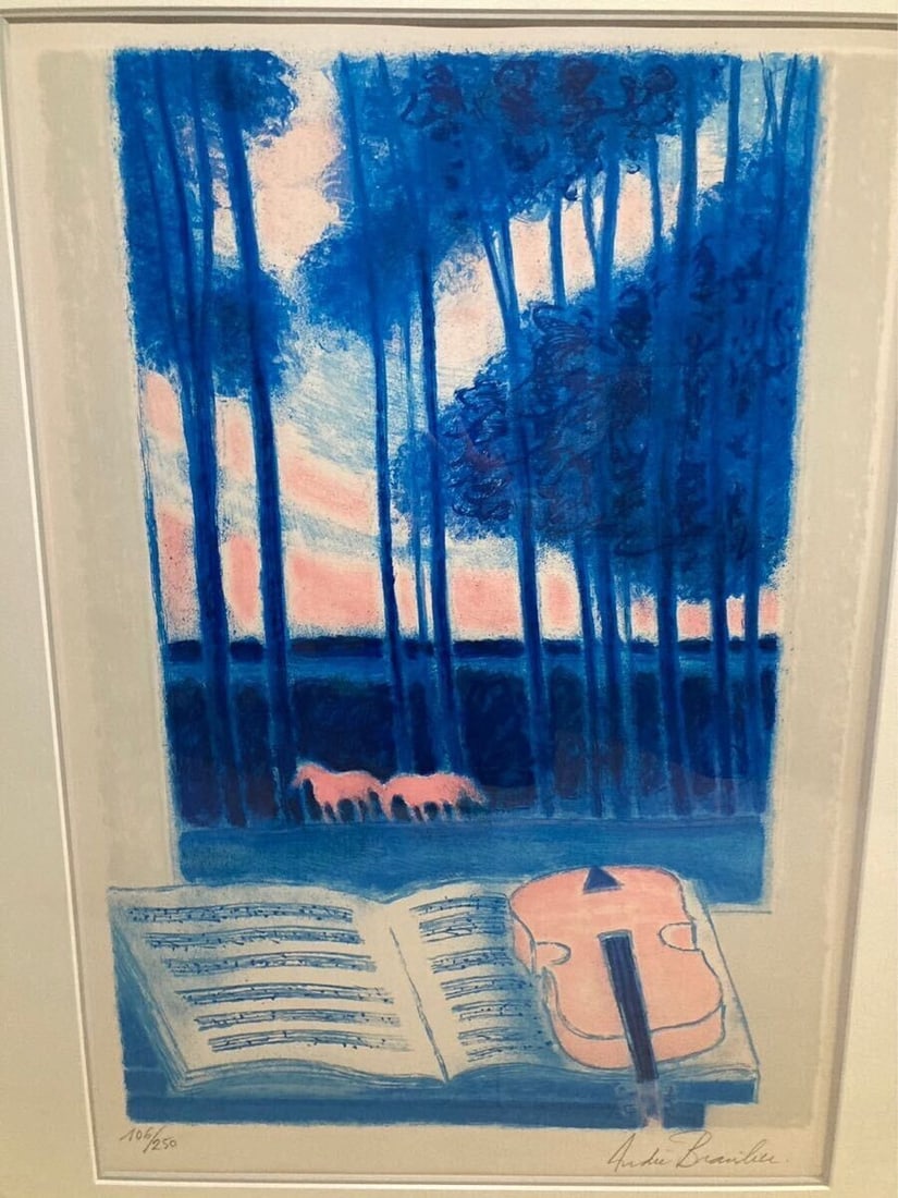 Andre Brasilier "Harmony At Dusk" Lithograph 106/250, Signed, 92X72Cm Frame: Artist: Andre Brasilier Unit Of Sale: Single Piece Signed By: Andre Brasilier Image Orientation: Landscape Signed: Yes Size: Large Material: Paper Original/Licensed Reprint: Original Framing: Framed R