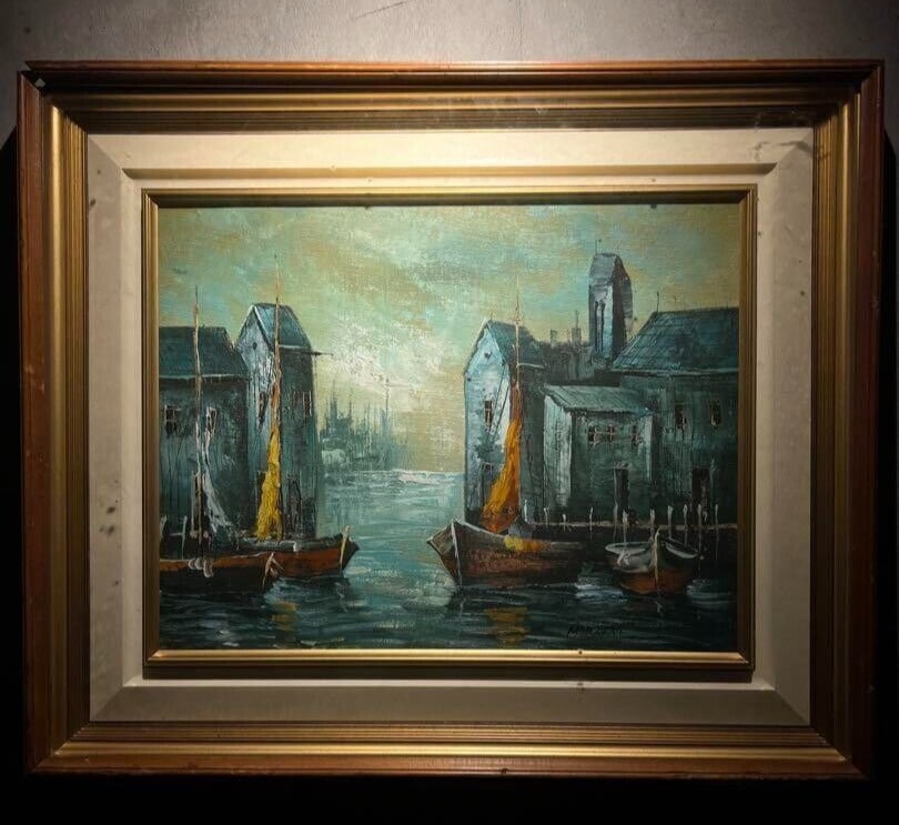 Morgan (french 1915) Signed Original Oil Painting On Canvas Framed