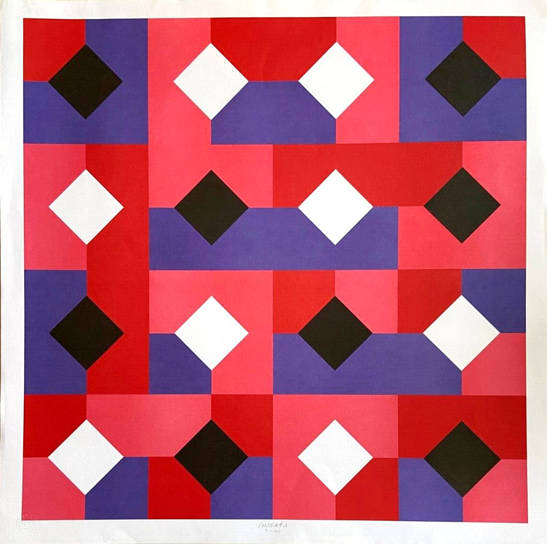 Bruno Munari 'Curve Of Peano 'Lithograph 1994 Cm: Bruno Munari Comment: Bruno Munari "Peano Curves" Lithography 70 x 70 cm Print run of 100+ xxx numbered copies year 1994 Publisher's dry stamp authenticity certificate in accordance with the publisher