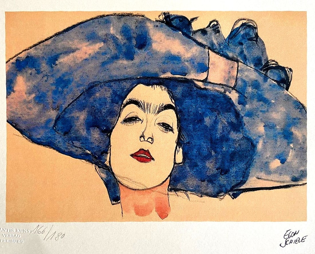 Egon Schiele "Eva" Signed Lithograph Numbered: Egon Schiele "Eva" Signed Lithograph Numbered - Edvard Munch Egon Schiele " Friend Eva " Chromolithograph printed in 1978 in 180 copies by Atlantis Verlag, Freiburg 28 x 36 cm Egon Schiele signature o