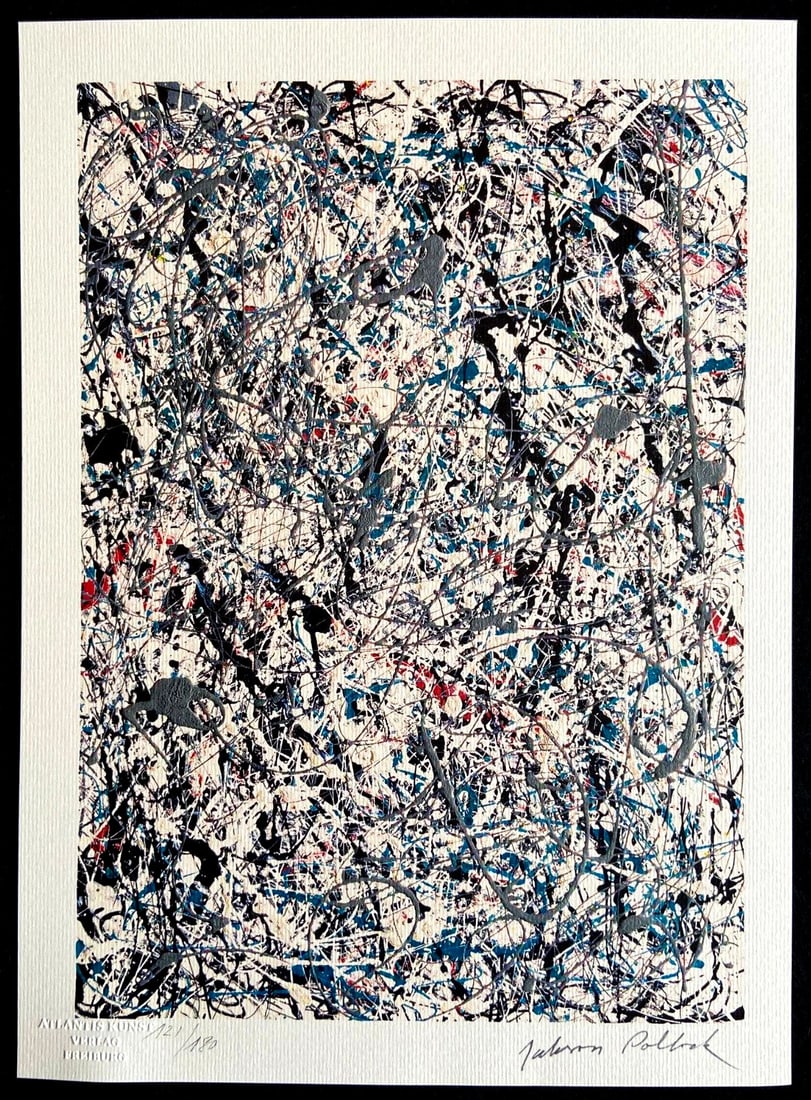 Jackson Pollock Lithograph Coa Signed Numbered Willem De Kooning@: JACKSON Pollock " without title " Chromolithograph printed in 1978 in 180 copies by Atlantis Verlag, Freiburg 30 x 41 cm Signature JACKSON Pollock on the plate Embossed stamp and authentication by the