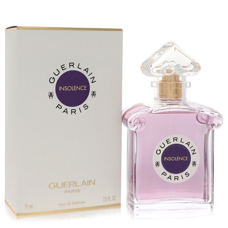Insolence Perfume By Guerlain Eau De Parfum Spray: Brand: Guerlain Size: 2.5 oz Eau De Parfum Spray Grams: 400 Type: Eau De Parfum Spray Fragrance: Perfume for Women Product Disclaimer: Authentic fragrances; some boxes may show shelf wear. We strongly