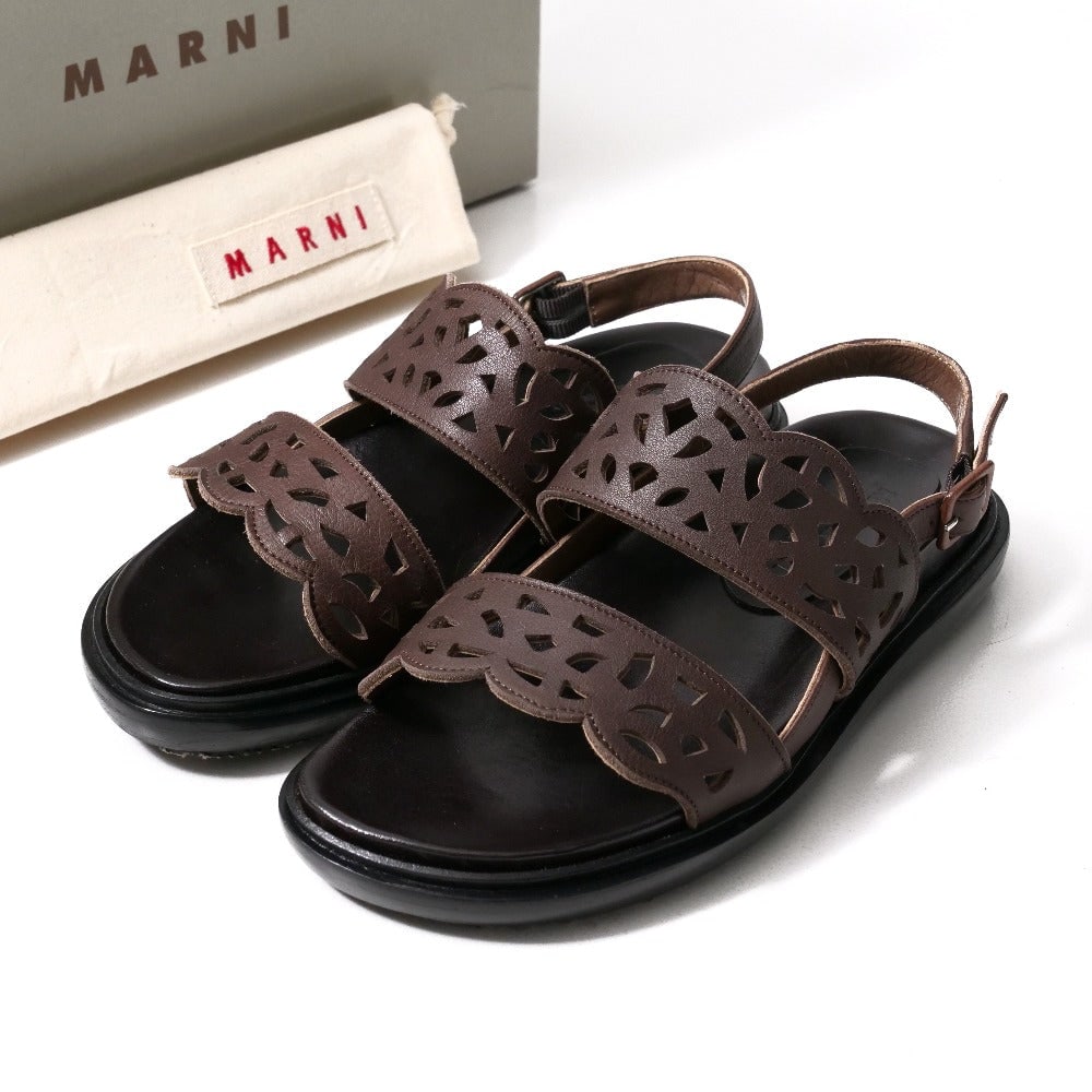 Marni Sandals Leather Brown Black 36: Material: Leather Gender: Women Brand: MARNI Item: Sandals Gender: Women Color: Brown black Material: leather Accessories: Storage box storage bag Notation Size: 36 / US size?6.5 Shoe Size Chart Size: