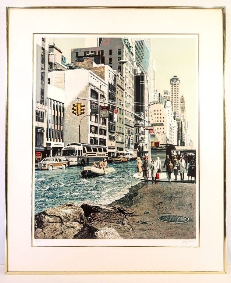 Doug Webb Signed Original Serigraph Screenprint "Life Raft" Framed Mlle: Artist: Doug Webb Title: LIFE RAFT Technique: Serigraph on paper Year of Creation: 1986 Limted Edition: 275 copies Signature: Hand-signed in pencil Printed by MLLE Work :61cm76cm Frame :83.5cm100.5cm