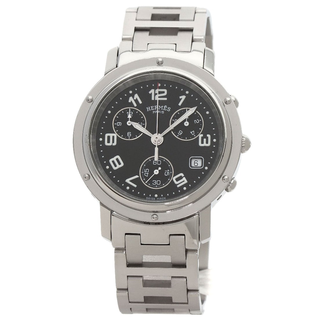 Hermes Watches Quartz Cl1.910 Stainless Steel , Stainless Steel Silver Clipper Chronograph Black (1 of 20)