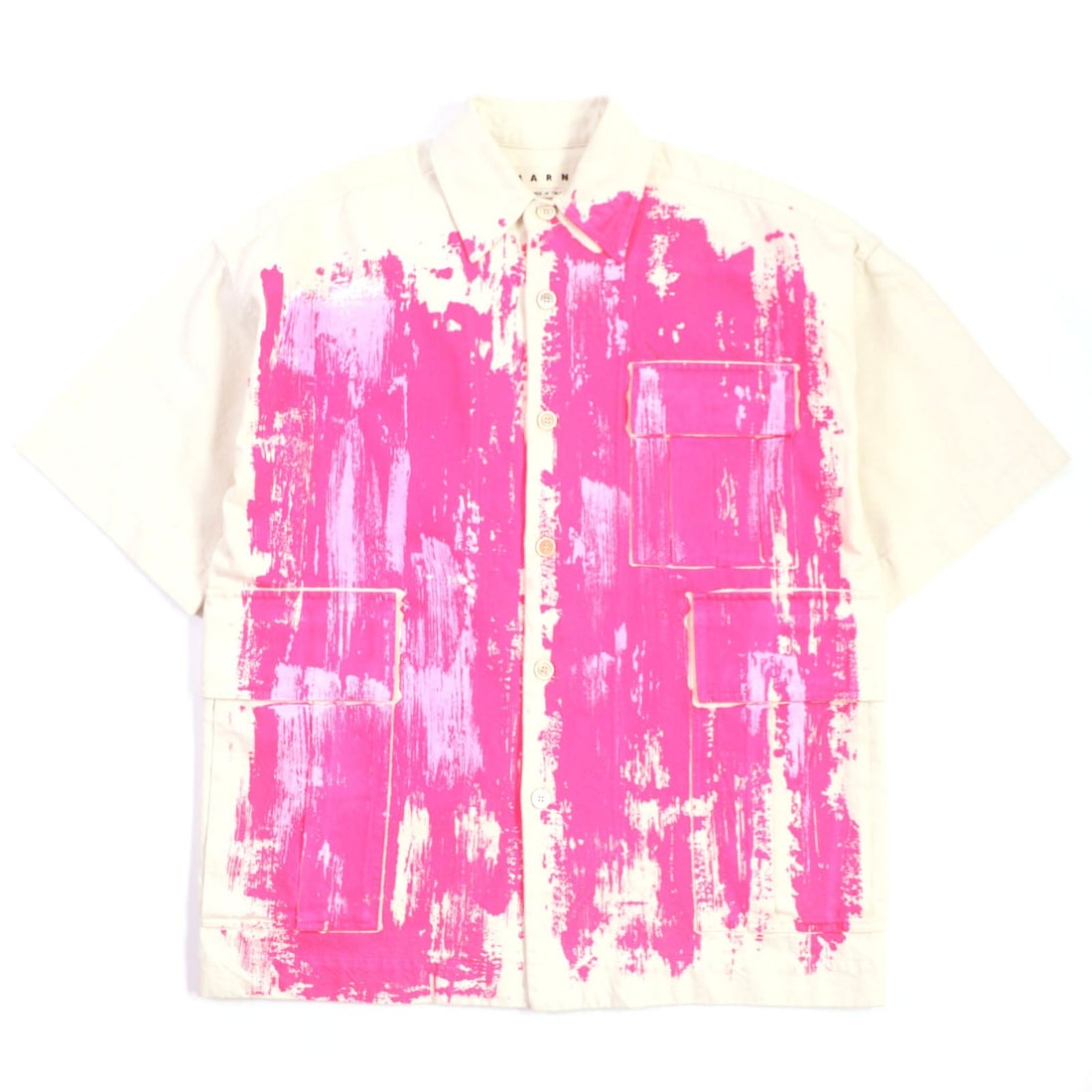Marni Short Sleeve Shirt Main: Material: Cotton Gender: Mens Brand: MARNI Item: Short sleeve shirt Model: Brush strokes Gender: mens Color: Ivory pink Material: Main: 100% cotton Accessories: None Notation Size: 44 Size: cm (approx