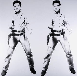 Andy Warhol, Double Elvis Presley, Official, Sunday B. Morning, Silkscreen: Official edition, Andy Warhol, Sunday B. Morning, silkscreen on museum board. Paper Size: 36.25 x 36 inches. Excellent condition. Inscription: Numbered in pencil, published by Sunday B. Morning, and f