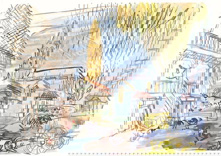 Raoul Dufy, La Ferme De Lestel, Vacances Forces: Lithograph on papier bouffant des Papeteries de Casteljoux paper. Paper Size: 12 x 9.25 inches. Excellent condition. Unsigned and unnumbered, as issued. Notes: From the folio, Vacances forces 1970. Pu
