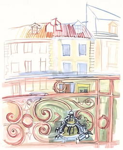 Raoul Dufy, La Fentre De Dufy Aspet, Vacances Forces: Lithograph on papier bouffant des Papeteries de Casteljoux paper. Paper Size: 12 x 9.25 inches. Excellent condition. Unsigned and unnumbered, as issued. Notes: From the folio, Vacances forces 1970. Pu