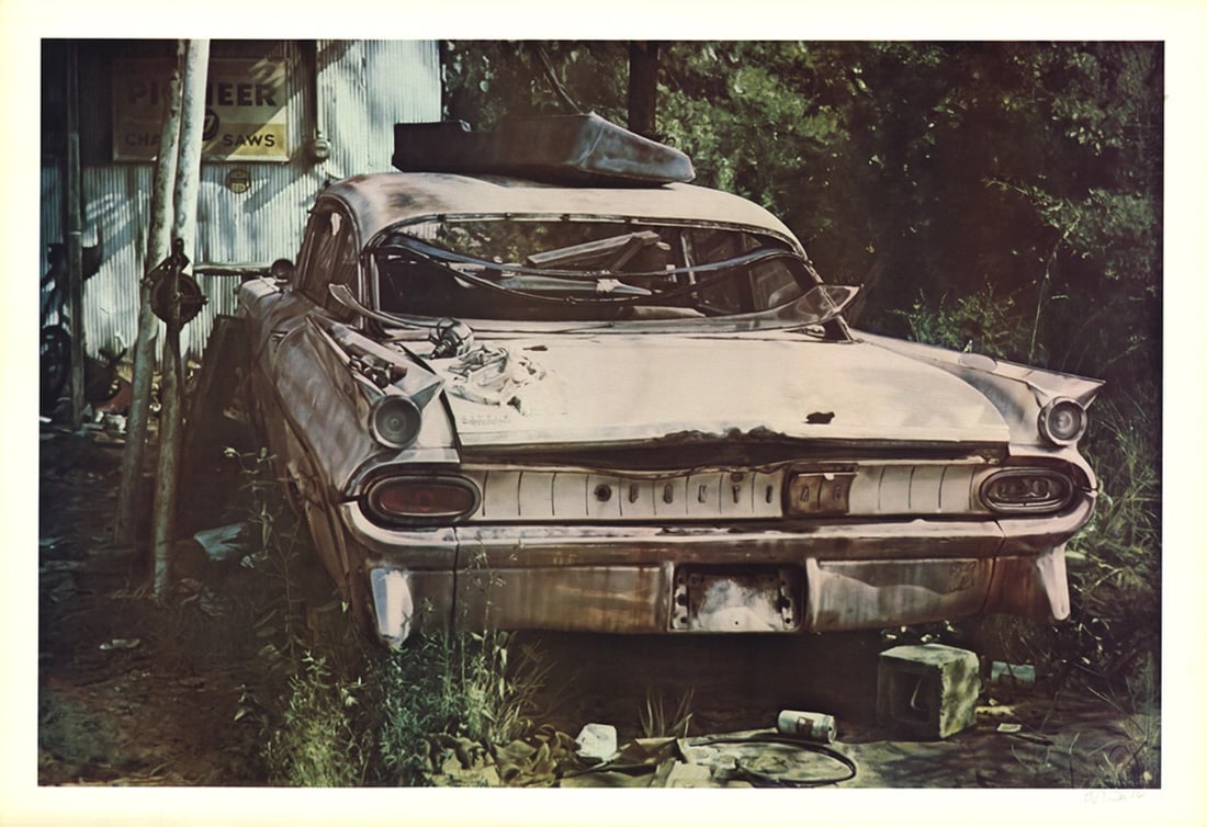 John Salt Pioneer Pontiac Signed " Offset Lithograph Realism Mu: Artist: John Salt Title: Pioneer Pontiac Year: 1977 Signed: Yes Medium: Offset Lithograph Paper Size: 19.5 x 28.5 inches ( 50 x 72 cm ) Image Size: 17.5 x 26.5 inches ( 44 x 67 cm ) Edition Size: 350
