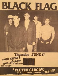 Black Flag Vintage Poster At Clutch Cargo'S: Artist: BLACK FLAG Type: Poster Character: BLACK FLAG Size: Medium Theme: Music Style: Americana Material: Paper Featured Person/Artist: BLACK FLAG Franchise: BLACK FLAG Subject: Poster Product