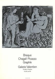 Pablo Picasso Galerie Valentien " Lithograph Cubism Black & White: Artist: Pablo Picasso Title: Galerie Valentien Year: 1968 Signed: No Medium: Lithograph Paper Size: 31.5 x 22 inches ( 80 x 56 cm ) Image Size: 16.75 x 20 inches ( 43 x 51 cm ) Edition Size: Unknown