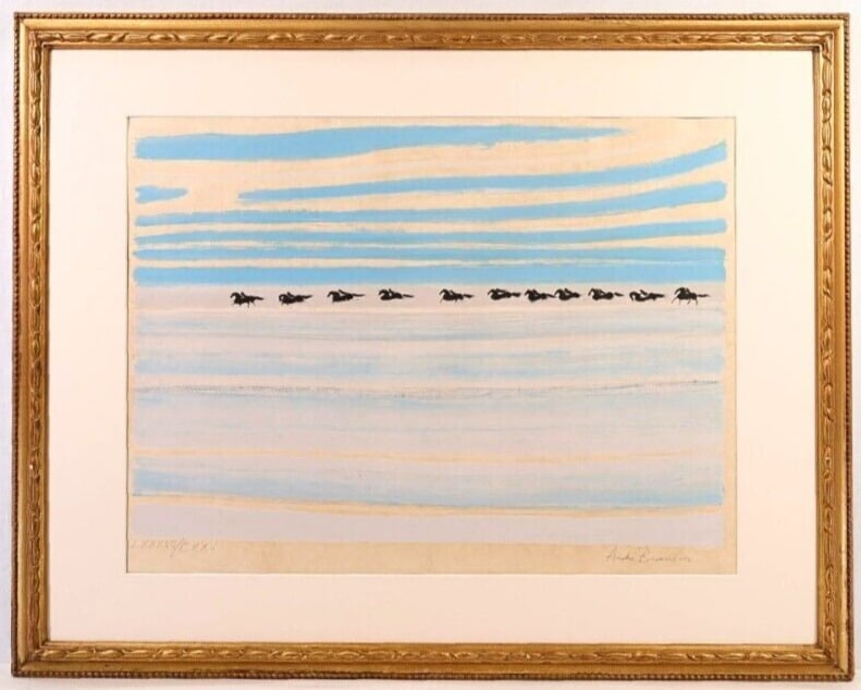 Andre Brasilier Signed Original Lithograph On Japanese Paper- Horses Framed: Accessories: frame Work :65cm x 46cm Frame : 92cm x 73cm 100% Authentic Guarantee. Condition : Very good. The work is in very good condition with no noticeable scratches or stains. There are some tann