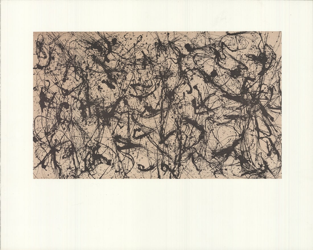 Jackson Pollock Number 32 " Offset Lithograph Abstract: Artist: Jackson Pollock Title: Number 32 Year: 1990 Signed: No Medium: Offset Lithograph Paper Size: 15.75 x 19.75 inches ( 40 x 50 cm ) Image Size: 9.25 x 15.75 inches ( 23 x 40 cm ) Edition Size: Un