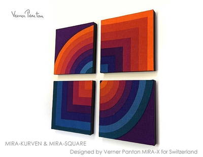 Verner Panton Mira X Kurven 4Sets Original Cloth Wall Art Board Mid Century: Object Type: Wall Art Modified Item: No Product Disclaimer: Please review the full description and photos. Lithographs may be plate-signed, hand-signed, or slab-signed and can include a COA (see